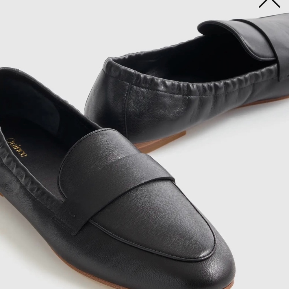 Quince Black Leather Flats
